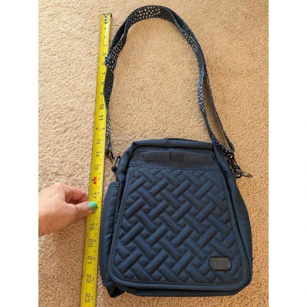 Lug Canter 2 Quilted Crossbody Bag Navy Blue Polka Dot Strap